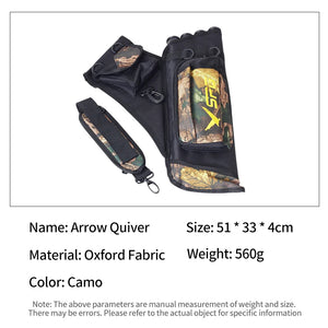 Dark Slate Gray SPG JN220 Archery Arrow Quiver – 4 Tube Hip Quiver with Pockets SPG