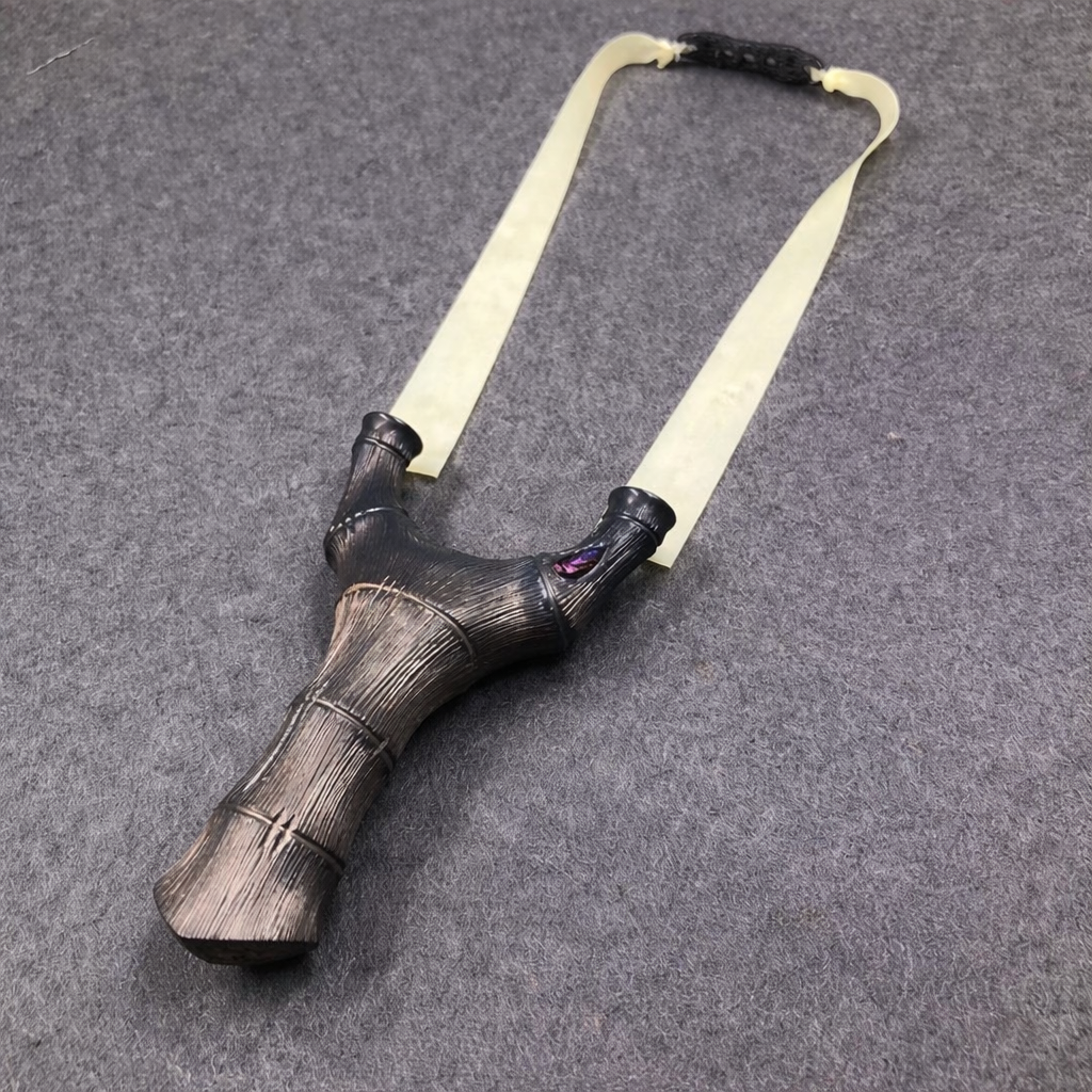 Dim Gray Bamboo Pro Titanium Alloy Slingshot – Textured Handle Ergonomic Outdoor Slingshot INDIAN SLINGSHOT