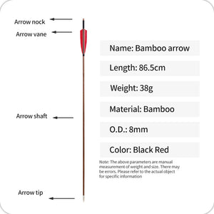 White Smoke SPG Bamboo Arrow – 8mm Turkey Feather Handmade Archery Arrows (12 Pieces) SPG