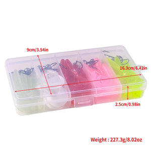 White Smoke 65pcs/Box Bass Pike Fishing 5g Jig Head Hook with 65mm Soft Worm Lures Fishing Lure Kit MARKSMAN