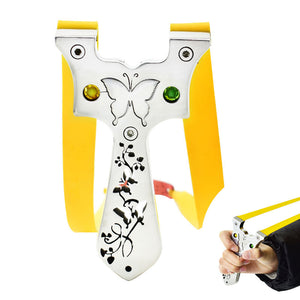 Beige Butterfly Hub Sculpted Stainless Steel Slingshot MARKSMAN