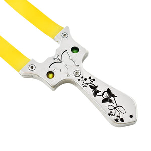 Light Gray Butterfly Hub Sculpted Stainless Steel Slingshot MARKSMAN