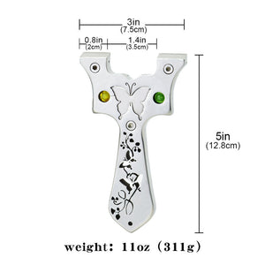 Light Gray Butterfly Hub Sculpted Stainless Steel Slingshot MARKSMAN