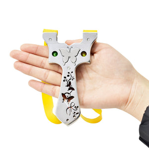 Wheat Butterfly Hub Sculpted Stainless Steel Slingshot MARKSMAN