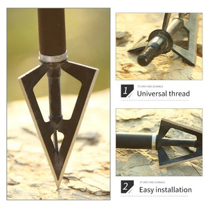 Tan SPG SP-HA118 Stainless Steel 3-Blade Arrow Tips | 110gr Broadhead SPG