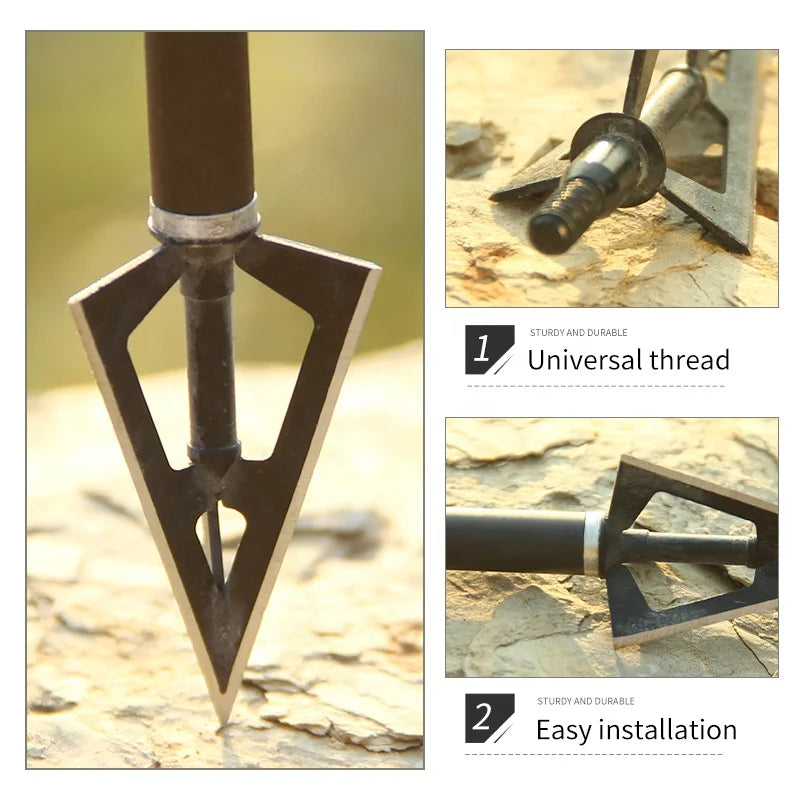 Tan Black Stainless Steel 3-Blade Broadhead – 110 Grain SPG