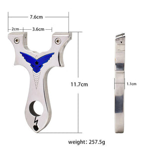 White Smoke MirrorSteel Blue Crest Slingshot – Stainless Steel Frame with Polished Silver Finish INDIAN SLINGSHOT