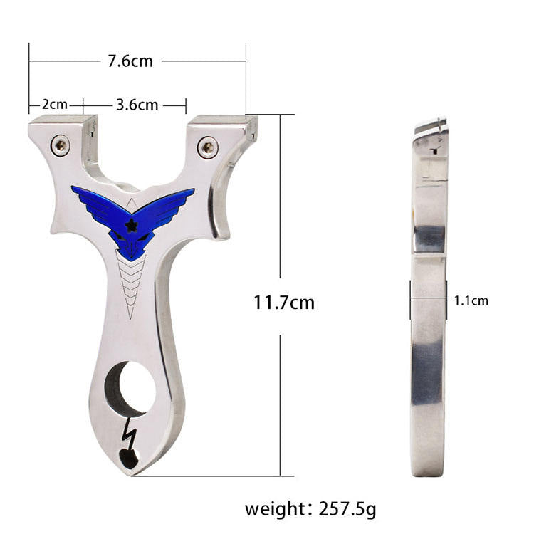 White Smoke MirrorSteel Blue Crest Slingshot – Stainless Steel Frame with Polished Silver Finish INDIAN SLINGSHOT