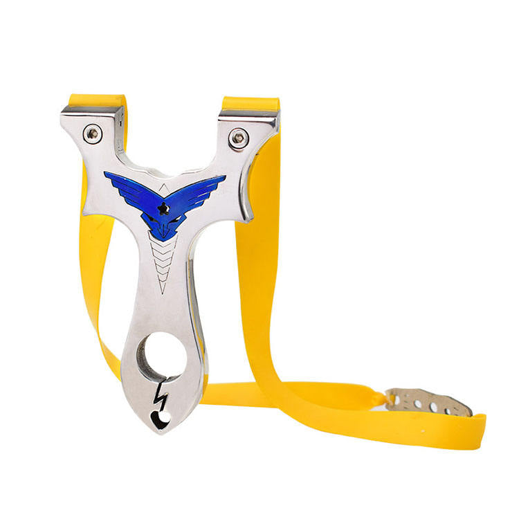 White Smoke MirrorSteel Blue Crest Slingshot – Stainless Steel Frame with Polished Silver Finish INDIAN SLINGSHOT