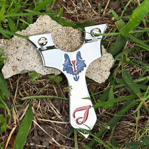 Dark Olive Green Alloy Blue Wolf Head Slingshot MARKSMAN