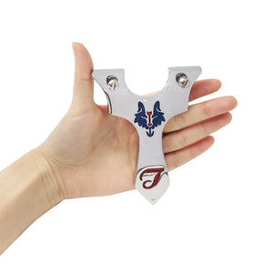 Tan Alloy Blue Wolf Head Slingshot MARKSMAN