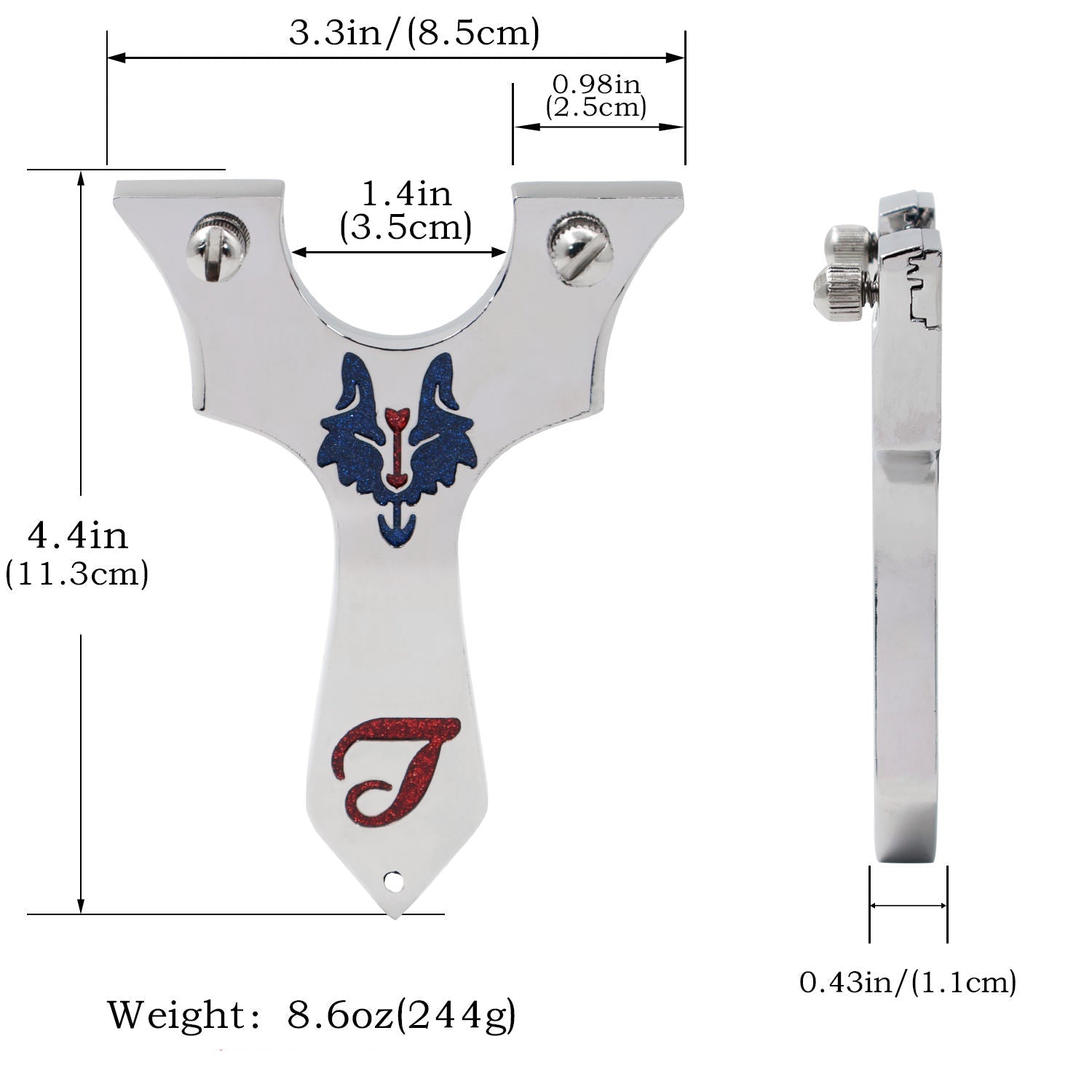 Light Gray Alloy Blue Wolf Head Slingshot MARKSMAN