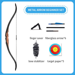 Light Gray SPG Youth Traditional Wooden Recurve Bow – 10 LBS Beginner Archery Set SPG