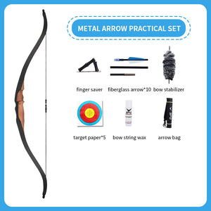 Dodger Blue SPG Youth Traditional Wooden Recurve Bow – 10 LBS Beginner Archery Set SPG