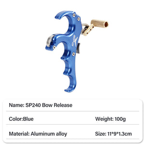 Steel Blue SPG Compound Bow Release Aid Archery Accessories Kit Professional Shooting 3/4 Finger Adjustable Triggers Grip Thumb Caliper INDIAN SLINGSHOT