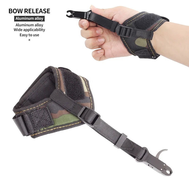 SPG Bow Release with Adjustable Wrist Strap – Metal Camo Design