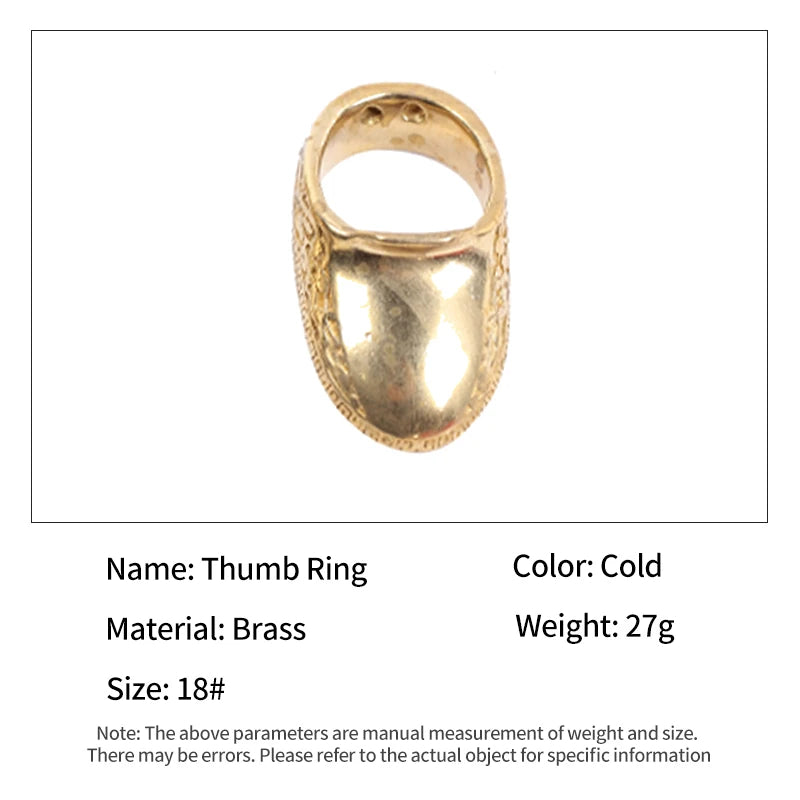 Tan SPG Brass Thumb Ring Finger Protector – Traditional Archery Guard with Carved Design (18mm/20mm/22mm Sizes) SPG