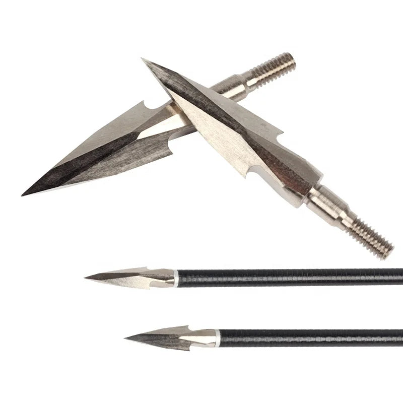 Gray SPG Broadhead Arrow Tips 170 Grain – Carbon Steel Screw-in Arrowheads (3-Pack) for Recurve & Compound Bows – Silver SPG
