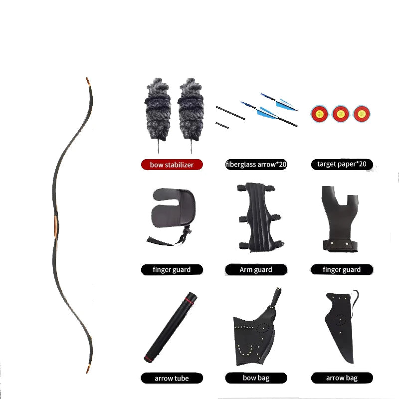 Dark Slate Gray SPG C2 Traditional Recurve Bow – 140cm Archery Training Bow SPG