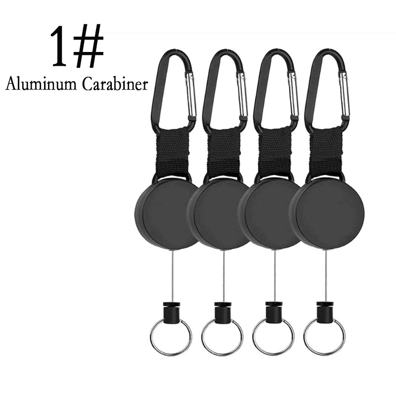 White Smoke Multi-Tool Carabiner Keychain Heavy Duty Badge Holder Steel Cable Clasp for Outdoor Use INDIAN SLINGSHOT