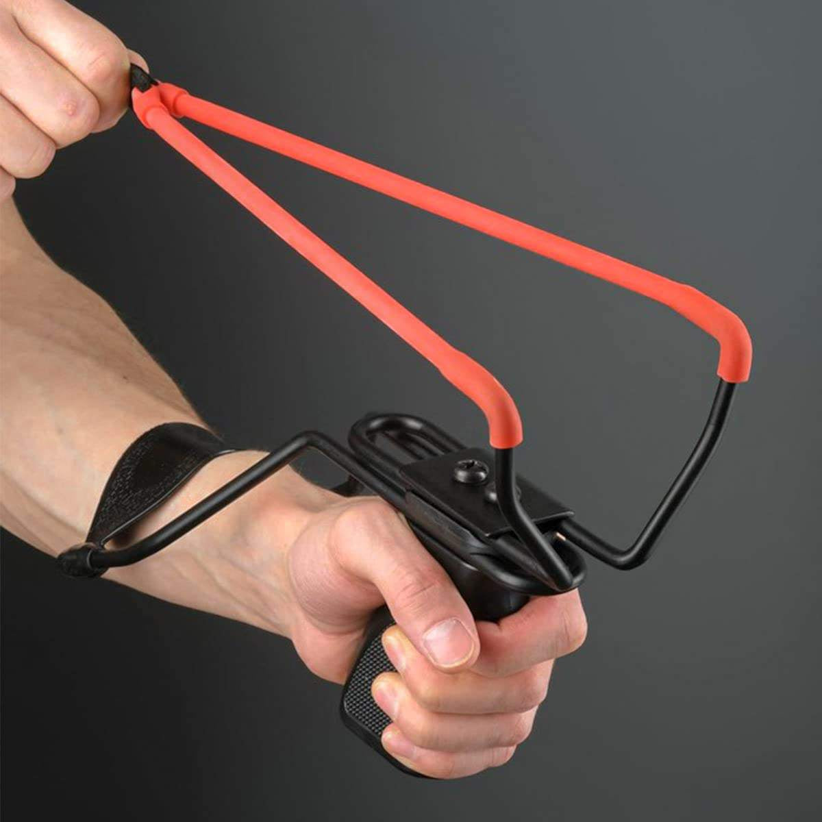 Dim Gray Slingshot Replacement Elastic Tubular Rubber Band (Red) MARKSMAN