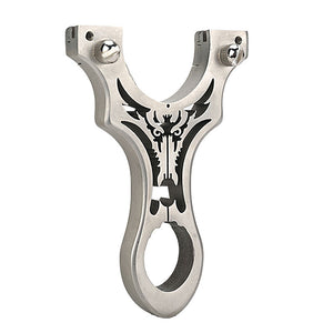 Gray Carved Dragon Stainless Steel Slingshot MARKSMAN