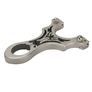 Dark Gray Carved Dragon Stainless Steel Slingshot MARKSMAN