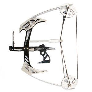 White Smoke WALKER OSPREY Composite Bow for Outdoor Fishing – Mini Pulley Bow with Reel Attachment | Metallic Silver Finish INDIAN SLINGSHOT
