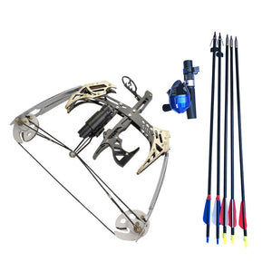 White Smoke WALKER OSPREY Composite Bow for Outdoor Fishing – Mini Pulley Bow with Reel Attachment | Metallic Silver Finish INDIAN SLINGSHOT