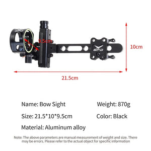 Light Gray SPG Compound Bow Sight – Adjustable 5-Pin Long Bar Aluminum Alloy Sight SPG