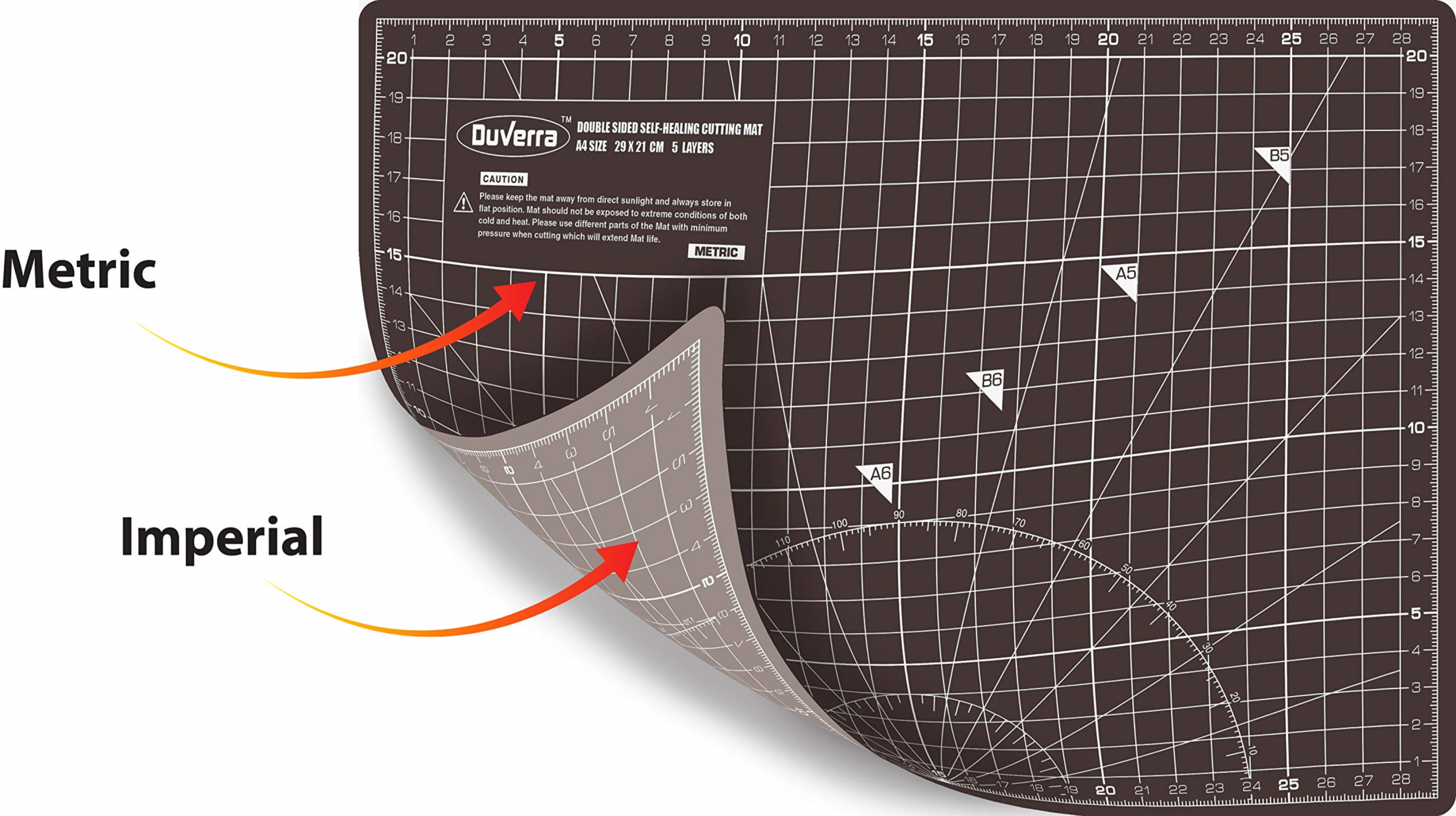 Dark Slate Gray DUVERRA Professional Cutting Mat A3 Self-Healing 5 Layers Double Sided Durable Non-Slip PVC - Imperial - Inchs / Metric - cm/mm – 17 Inch x 11 Inch / 44cm x 29 cm – Carnation Pink/Royal Purple/Black/Grey DUVERRA