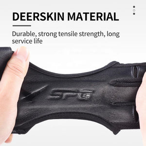 White Smoke SPG Deerskin 3-Finger Archery Glove – Premium Leather Finger Tab SPG
