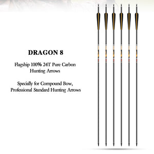 White Smoke Sanlida® Dragon 8 Compound Carbon Arrows 24pcs SANLIDA