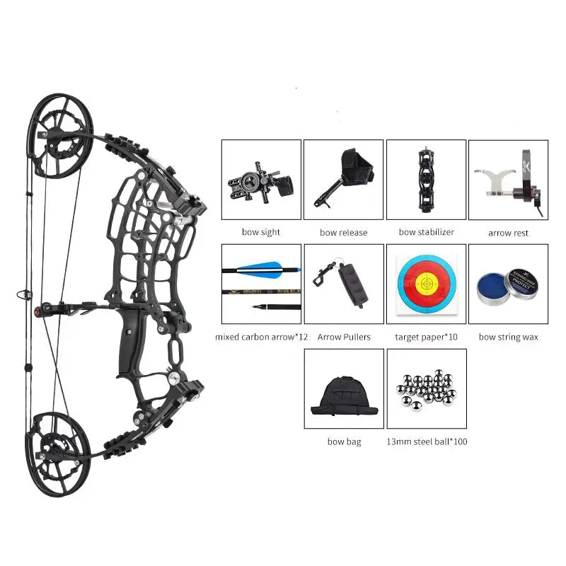 Light Gray SPG Dual Purpose Compound Bow – 30-70lbs Adjustable Alloy Black SPG