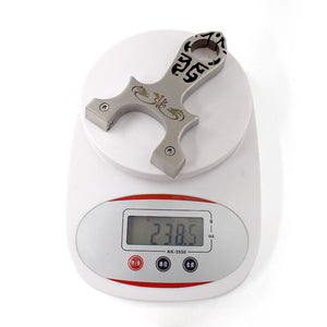 Light Gray Dual Wolves Cut Stainless Steel Slingshot MARKSMAN