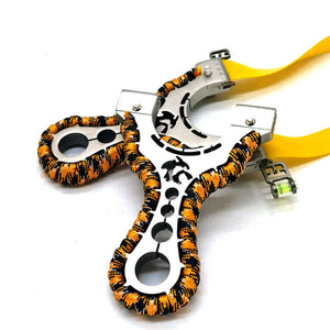 Black Colored Rope Wrapped Stainless Steel Slingshot MARKSMAN