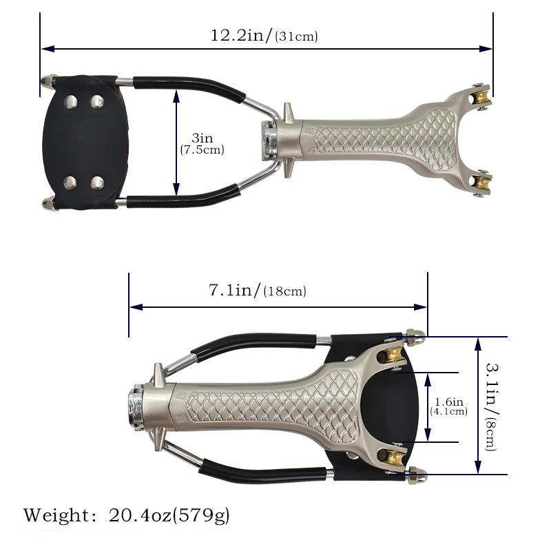 White Smoke FISH-SCALE PATTERN Metal Pulley Fishing Slingshot MARKSMAN
