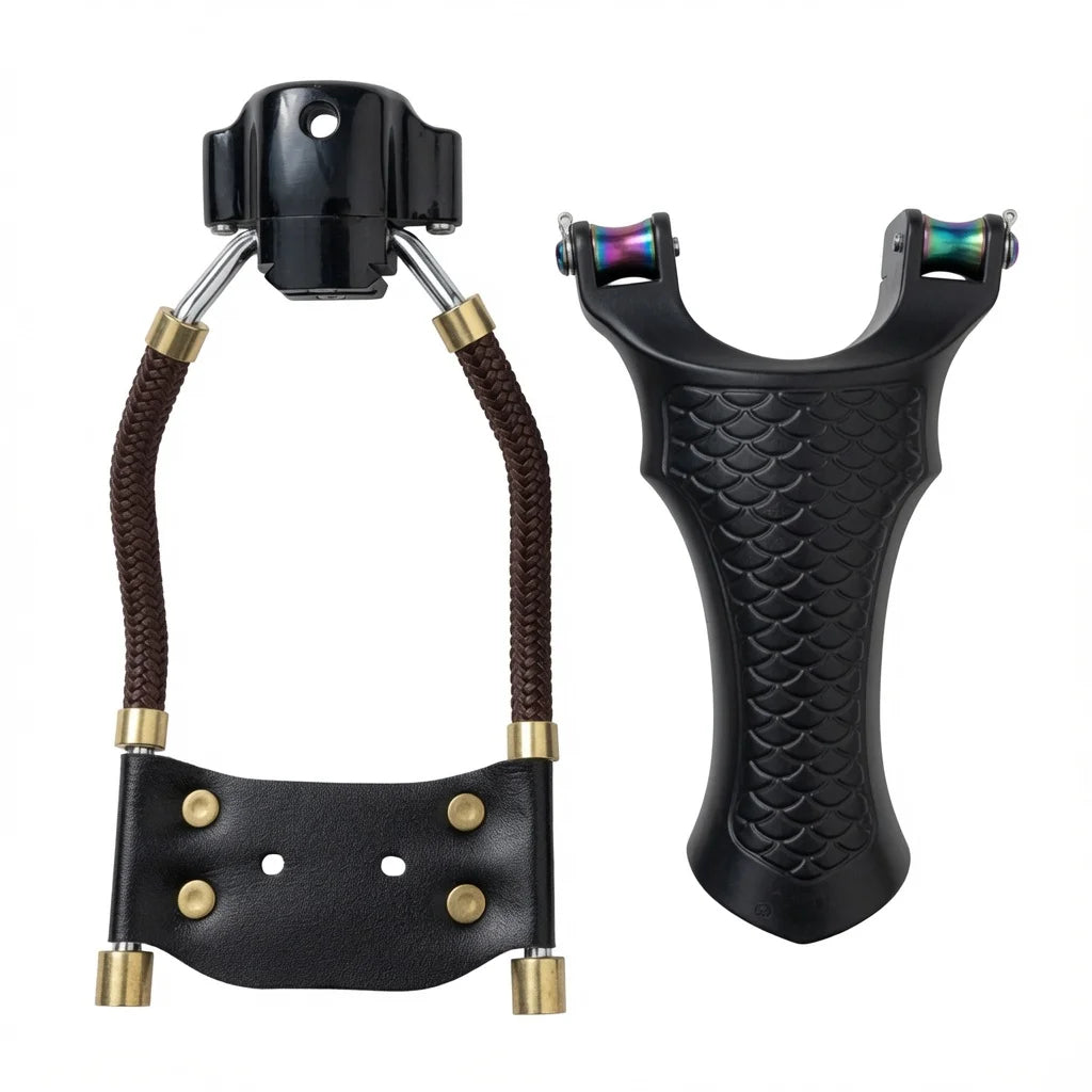 White Smoke FISH SCALE GRIP Handle Slingshot INDIAN SLINGSHOT