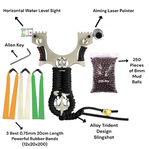 Gray Trident Alloy Slingshot Catapult with Laser Durable Outdoor Target Shooting Game Slingshot MARKSMAN