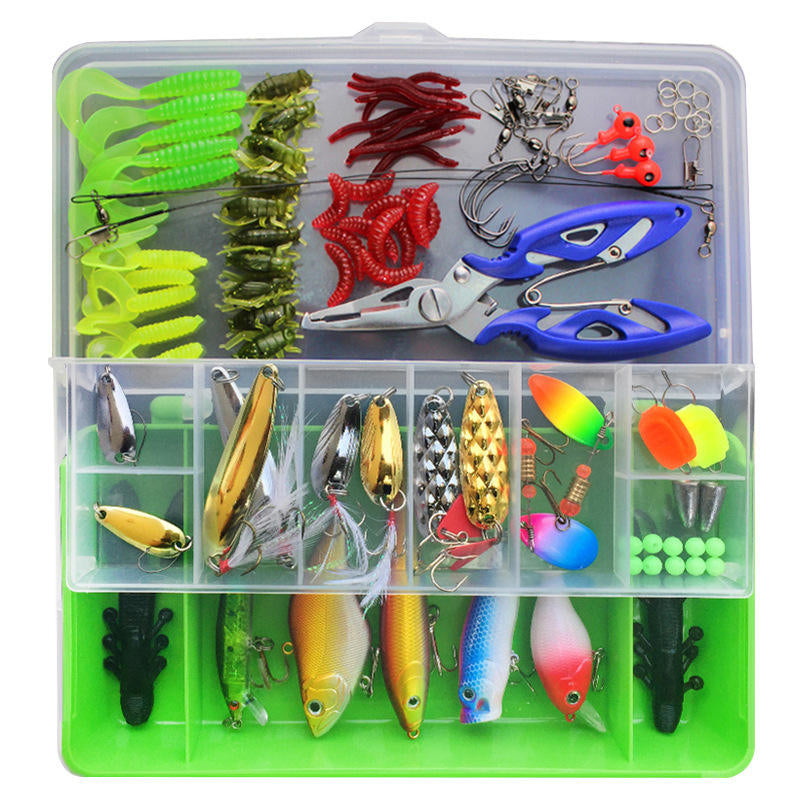 White Smoke 101PCS Fishing Lure Kit with Soft Baits, Spinner Lures & Tackle Box MARKSMAN