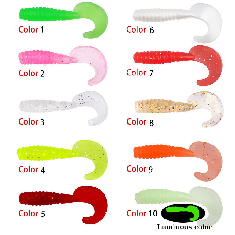 White Smoke Fishing Lures Tail Curling Soft Bait Kit with Clamp Head & Rotating Tail MARKSMAN