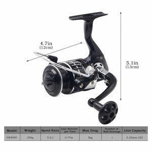 White Smoke Fishing Spinning Reel HZ2000/HZ3000/HZ4000 Metal Body Spinning Reel for River, Lake, Stream & Reservoir Fishing MARKSMAN