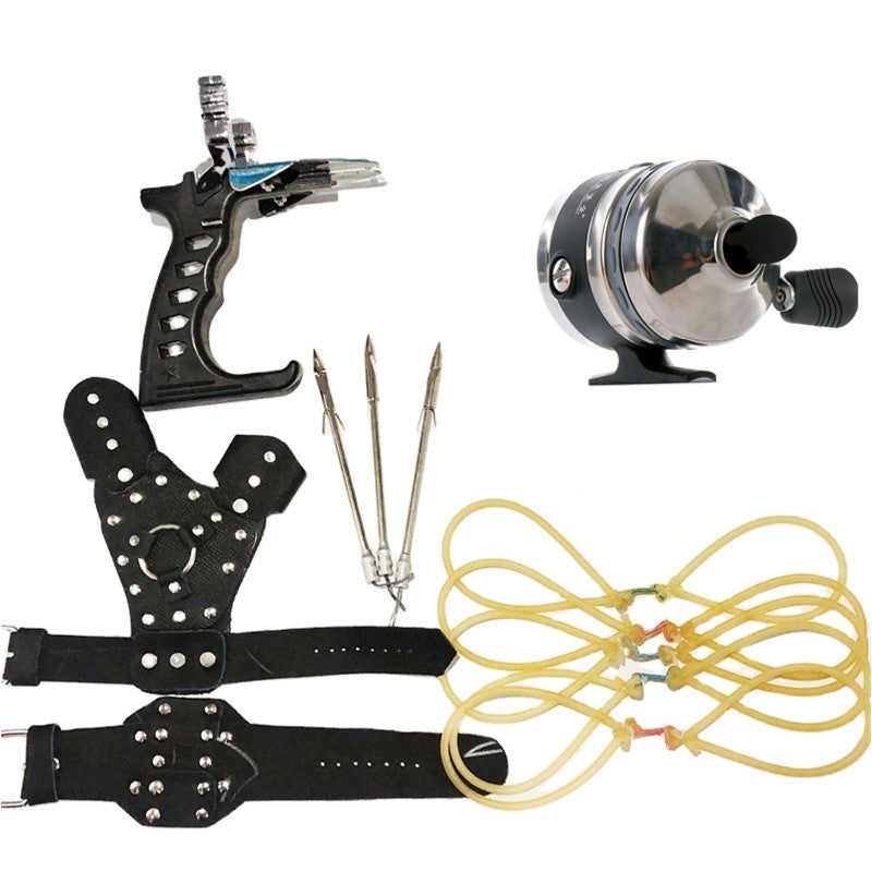 Bullet Star Fishing Slingshot with Red Metal Reel Combo Set