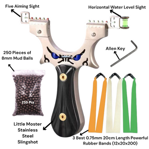 Light Gray Frowning Eyes Stainless Steel High Quality Slingshot MARKSMAN