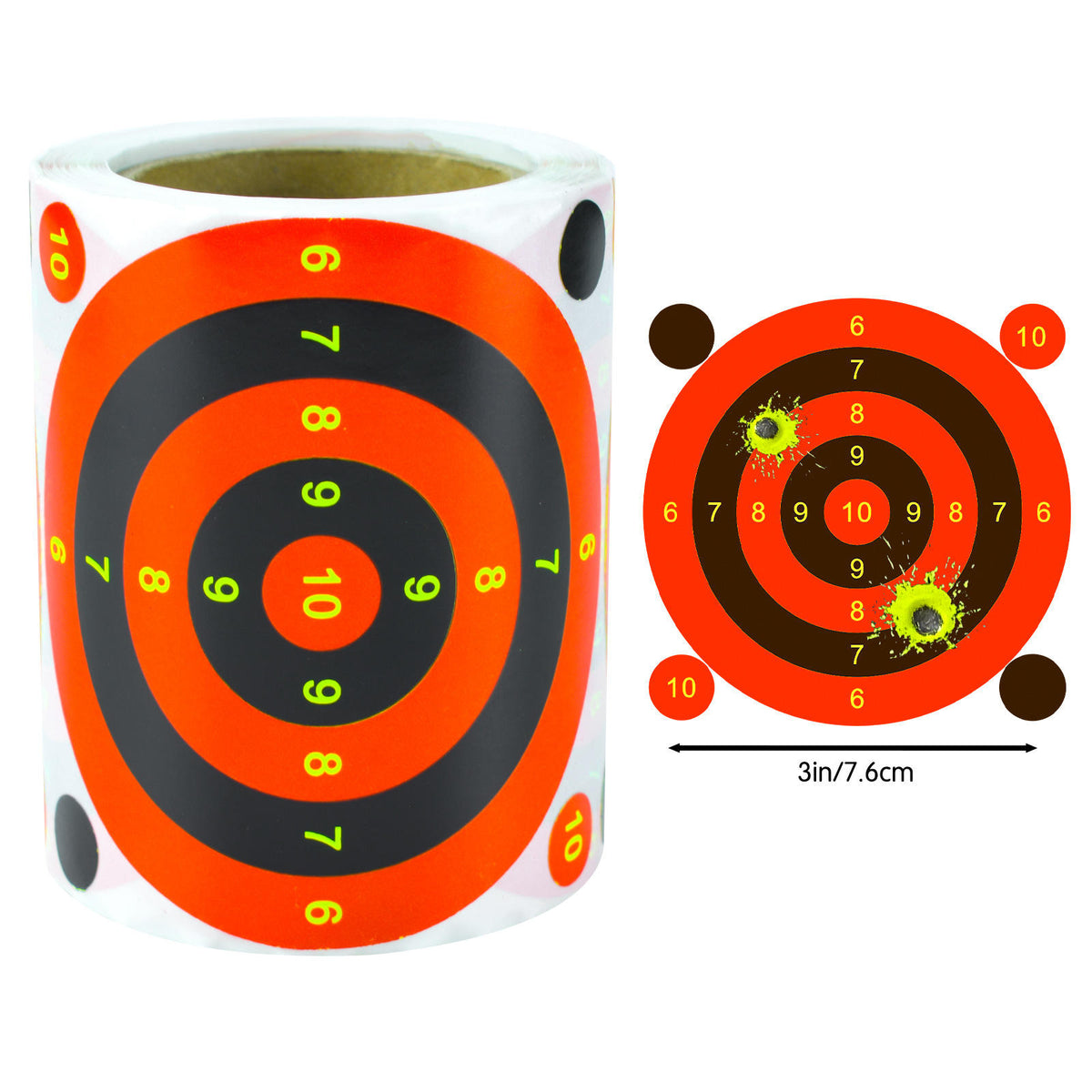 White Smoke 3-Inch Fluorescent Yellow Splash Reactive Target Sticker MARKSMAN