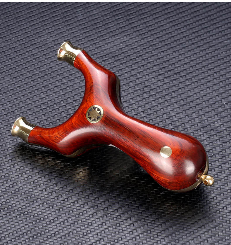 Dim Gray Flying Tiger Wind Brass & Sandalwood Slingshot – Detachable Head, Solid Wood Handle INDIAN SLINGSHOT