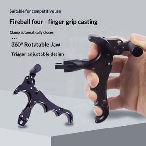 Gray Four-Finger Aluminum Alloy Release Aid for Compound Bow INDIAN SLINGSHOT