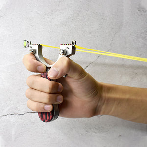 Light Gray Frowning Eye Wood Patch Slingshot MARKSMAN