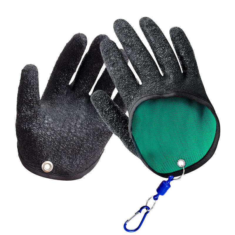 White Smoke Full Finger Latex Fishing Gloves Anti-Slip Fish Grip Protective Gloves MARKSMAN