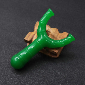 Dark Slate Gray GREEN BAMBOO ABS Resin Slingshot – Nature Inspired Bamboo Design Portable Outdoor Slingshot INDIAN SLINGSHOT